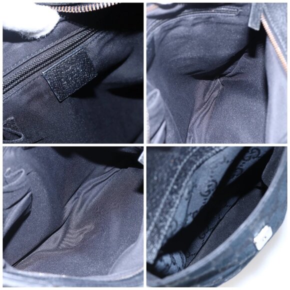 GUCCI GG Canvas Web Sherry Line Shoulder Bag Black Silver 169937 Auth 147480 - Picture 15 of 16